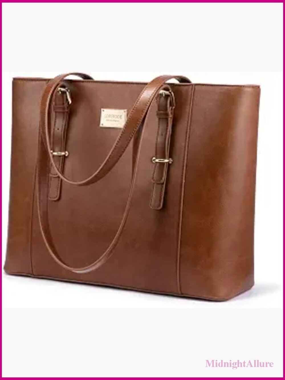 Structured Leather Laptop Bag, Professional Work Tote for Women 15.6"